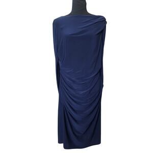 R&M Collection Navy Blue Draped Back Dress Sz 16
